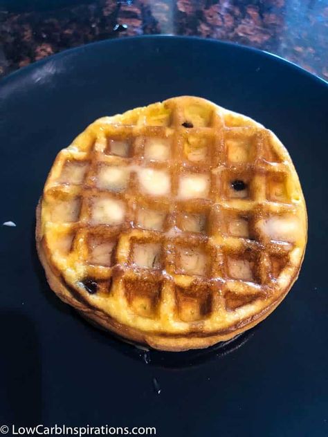 Lupin Flour Waffle Recipe Recipes With Lupin Flour, Lupin Flour, Flake Recipes, Delicious Low Carb Recipes, Low Carb Muffins, Waffle Recipe, Sugar Free Chocolate Chips, Lost 50 Pounds, Sugar Free Syrup