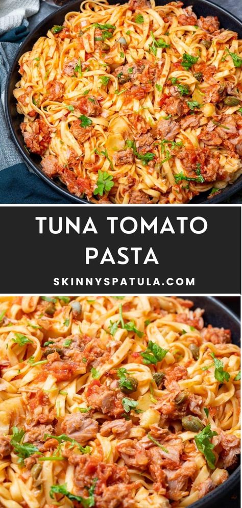 Tuna Tomato Pasta Pasta With Diced Tomatoes, Tuna Dinner Recipes, Recipes With Diced Tomatoes, Tuna Tomato, Italian Tuna, Tomatoes Dinner, Creamy Tuna Pasta, Tomato Pasta Recipe, Tuna Casserole