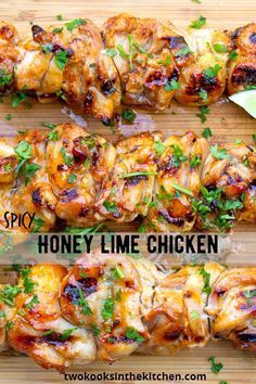 Lime Chicken Recipes, Honey Lime Chicken, Spicy Honey, Honey Lime, Chicken Skewers, Lime Chicken, Chicken Dishes Recipes, Poultry Recipes, Bbq Recipes