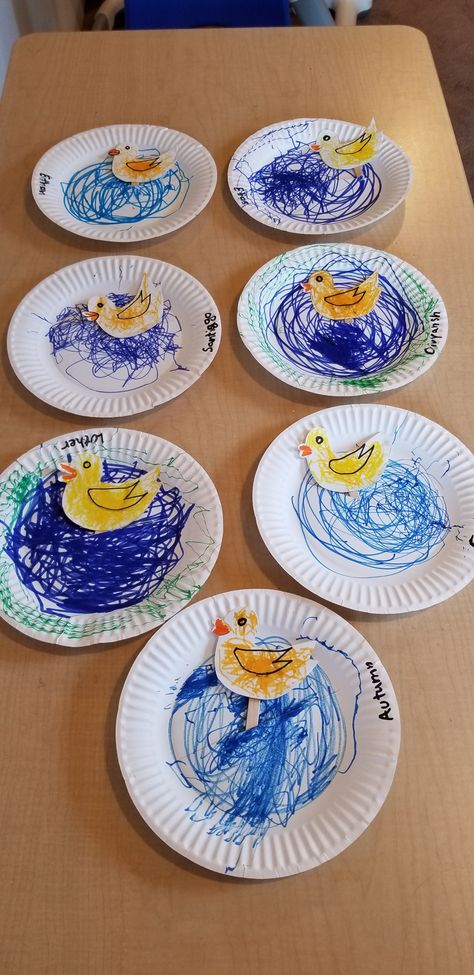 Springtime Toddler Crafts, Fun Prek Crafts, Pond Life Theme For Toddlers, August Art Projects For Toddlers, Preschool Duck Art, Water Week Crafts, Pond Life Art Preschool, Pond Toddler Crafts, Spring Animal Crafts Preschool