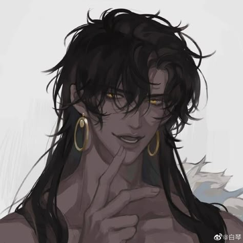 Character With Long Hair, Long Hair Drawing, Anime Guy Long Hair, Dark Anime Guys, Demon Art, Anime Men, Guy Drawing, Oc Inspo, Character Design Male