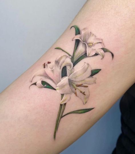 The Meanings Of Lily Tattoos: An Extensive Explanation Easter Lily Tattoo, White Lily Tattoo, Stargazer Lily Tattoo, Lily Flower Tattoo, Lily Tattoo Meaning, Water Lily Tattoos, Lillies Tattoo, Lily Tattoo Design, Lily Flower Tattoos