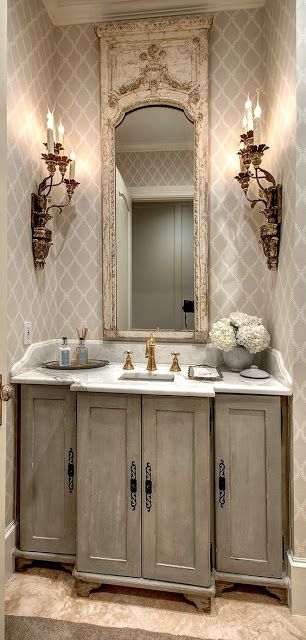 One Room Challenge, Eleven Gables Week 2 French Country Powder Room, French Country Decorating Bathroom, Country Bathroom Designs, Country Style Bathrooms, Country Bathroom Decor, French Bathroom, French Country Bathroom, French Country Bedrooms, Country Bathroom