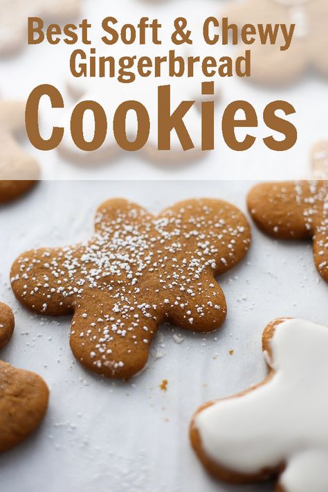 Soft And Chewy Gingerbread Cookies, Cookies Chewy, Chewy Gingerbread Cookies, Soft Gingerbread Cookies, Cookies Gingerbread, Ginger Bread Cookies Recipe, Xmas Cookies, Christmas Snacks, Christmas Cooking