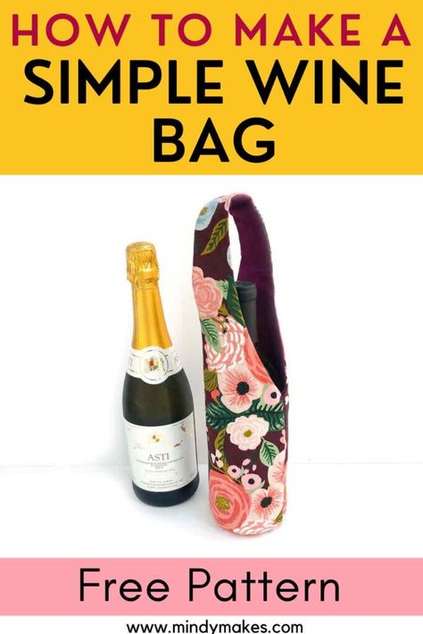 Sew Wine Bottle Bag Pattern, Wine Bottle Carrier Pattern, How To Sew A Wine Bottle Bag, Wine Bottle Totes Pattern, Wine Bottle Holder Sewing Pattern, Wine Bottle Sewing Pattern, Wine Bottle Apron Pattern Free, How To Make Wine Bags, Wine Bottle Holders Fabric