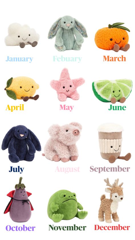 #jellycat #birhtday Your Birthday Month, Jelly Cat, April May, Birthday Month, Cute Plush, Jelly, Birthday