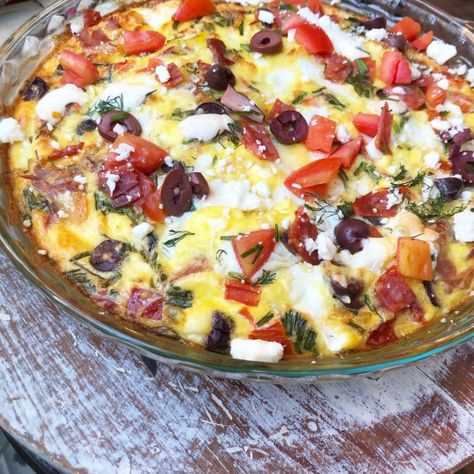 Mediterranean crust less quiche – @MamaSheenas Greek Quiche Recipes, Quiche No Crust, Greek Quiche, Mediterranean Quiche Recipes, Crust Less Quiche, Mediterranean Quiche, Mediterranean Breakfast, Mediterranean Diet Recipes Dinners, Clean Breakfast