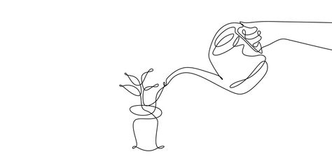 Watering Plant Tattoo, How To Draw Water, Draw Water, Plant Sketches, Watering Plants, Plant Tattoo, Water Drawing, White Plants, Architecture Concept