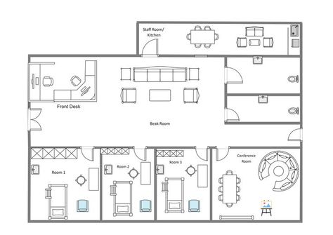 Clinic Floor Plan, Physical Therapy Business, Physiotherapy Room, Hospital Floor Plan, Physical Therapy Clinic, Chiropractic Office Design, Medical Clinic Design, Hospital Plans, Home Layout