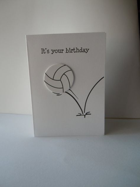 Volleyball Happy Birthday Handmade Greeting Card by lindaoakes Volleyball Cards Handmade, Volleyball Cards Ideas, Volleyball Birthday Card, Funny Homemade Birthday Cards, Volleyball Cards, Handmade Birthday Card Ideas, Volleyball Birthday, Cat Cards Handmade, Pinterest Funny