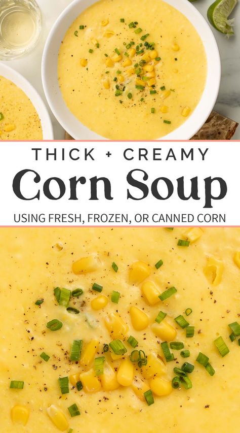 Recipes With Canned Corn, Creamy Corn Soup, Cream Of Corn Soup, Summer Soup Recipes, Crockpot Soups, Bacon Chowder, Corn Soup Recipes, Creamy Soup Recipes, Butternut Squash Soup Recipe