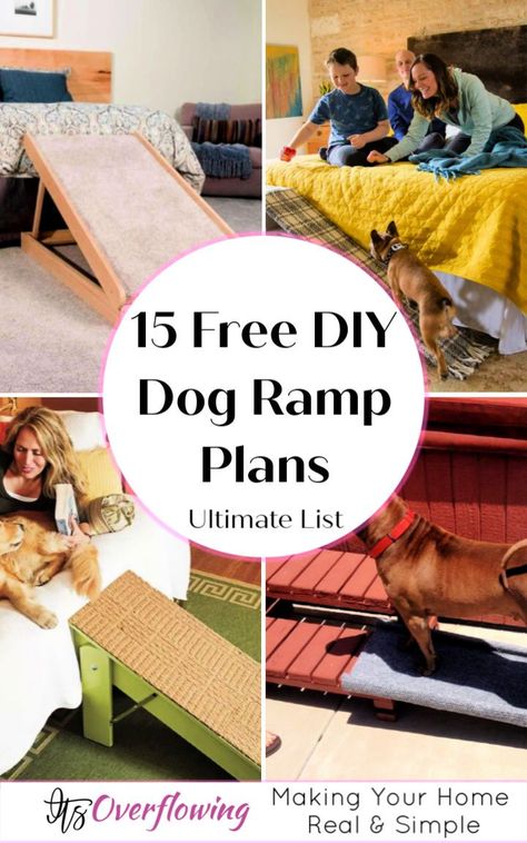 Building A Dog Ramp For Bed, Diy Bed Ramp For Dog, Daschund Stair Ramp, Build Dog Ramp For Bed, How To Make A Small Dog Ramp, Dog Ramp Plans, Diy Ramps For Dogs, Doggie Ramps Diy, Large Dog Ramp For Bed Diy