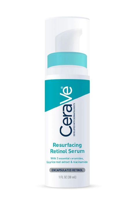 CeraVe Resurfacing Retinol Serum Drugstore Anti Aging Products, Cerave Resurfacing Retinol Serum, Resurfacing Retinol Serum, Cerave Skincare, Post Inflammatory Hyperpigmentation, Post Acne Marks, Retinol Cream, Foaming Facial Cleanser, Benzoyl Peroxide