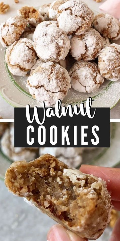 Walnut Cookies Recipe, Walnut Cookie Recipes, Cookie Recipes From Scratch, Italian Cookie Recipes, Walnut Recipes, Walnut Cookies, Nut Recipes, Italian Cookies, Recipe From Scratch