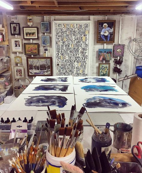 Basement Art Studio, Basement Art, Home Art Studios, Art Studio Space, Art Studio Organization, Art Studio Room, Art Studio Design, Artistic Space, Art Studio At Home