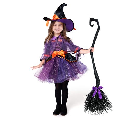 Purple Witch Costume, Toddler Witch Costumes, Halloween Dresses For Girls, Cute Witch Costume, Wicked Witch Costume, Girls Halloween Dress, Purple Witch, Baby Kostüm, Costume For Girls