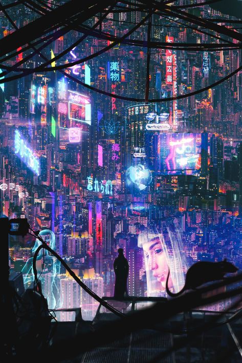 Kota Masa Depan, Neon Cyberpunk, The Legend Of Sleepy Hollow, Futuristic Aesthetic, Sci Fi City, Výtvarné Reference, Blade Runner 2049, Cyberpunk Aesthetic, Cyberpunk City