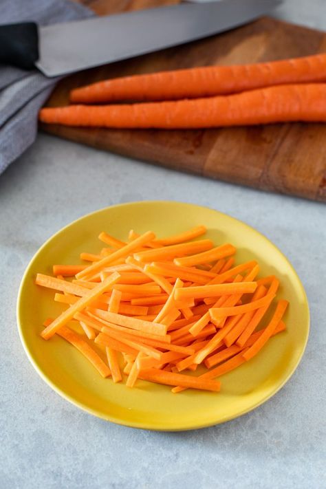 How to Julienne Carrots How To Julienne Carrots, Julienne Carrots, Rice Nutrition Facts, Matchstick Carrots, Julienned Carrots, Protein Nutrition, Carrot Salad, Simply Recipes, Recipe Blog