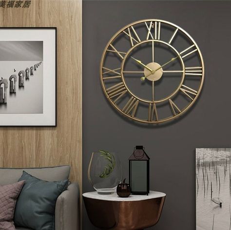 Skeleton Wall Clock, Monochromatic Decor, Gold Wall Clock, Minimalist Clocks, Gold Clock, Boy Decor, Silver Decor, Living Room Accents, Bronze Gold