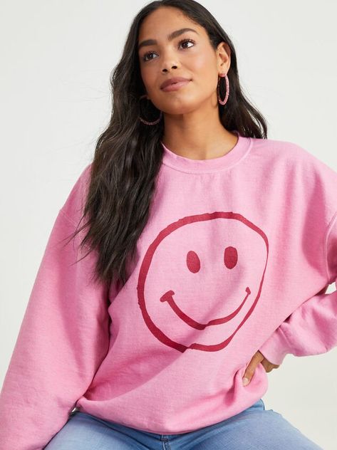 Smiley Face Clothing, Smiley Face Sweatshirt, Pink Smiley Face, Pink Smiley, Cute Smiley Face, Say What You Mean, Sweatshirts For Women, Smiley Faces, Altard State