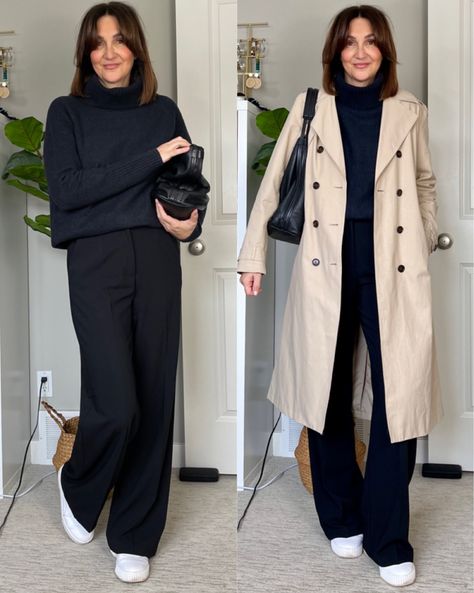 Trousers Outfit Winter, Black Trouser Outfit, Black Trousers Outfit, White Oxford Shirt, Spring Denim, Leg Pants Outfit, Trouser Outfit, Amazon Dresses, Pants Outfit Casual