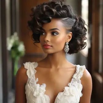 83 Insanely Luxurious Wedding Hairstyles for 2024 Wedding Hair For Natural Black Hair, Hairstyles For Formal Occasions, Vintage Glam Hair Wedding, 1920 Black Hairstyles, Haïr Style Curly Hair Wedding, Large Curls Wedding Hair, Hairstyles For Tea Party, Glam Natural Hairstyles, Older Women Wedding Hairstyles