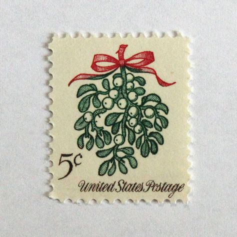 Ten 5c Mistletoe StampsIssued: November 9, 1964Scott Catalog #125510 Mint, unused postage stamps with original gum as issued by the Post Office. These stamps are genuine and valid to use as postage for current mailing. Be sure to use enough total postage to meet the current postal rate for the item you are mailing. Also good to use for scrapbooking or displaying in a small picture frame. It's a miniature work of art. About this stamp:Originally issued with three other flora stamps associated wit Post Stamps Design, Vintage Christmas Stamps, Old Stamps Vintage, Post Stamp Vintage, Mistletoe Wedding, Antique Stamps, Vintage Mistletoe, Mistle Toe, Vintage Stamps Postage