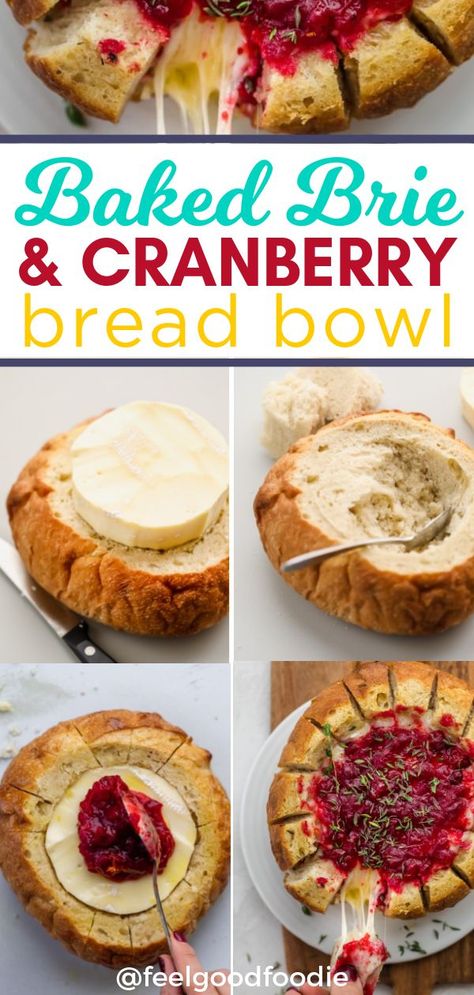 Baked Brie And Cranberry, Baked Brie Cranberry, Bread Bowl Dip, Cranberry Appetizer, Brie Cranberry, Baked Brie Recipes, Cranberry Baking, Christmas Appetizer, Brie Recipes