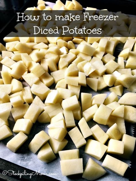 How to make Freezer Diced Potatoes Freezer Potatoes, Freezing Potatoes, Freezing Vegetables, Budget Freezer Meals, Frozen Potatoes, Freezer Meal Prep, Diced Potatoes, Frozen Veggies, Food Saver