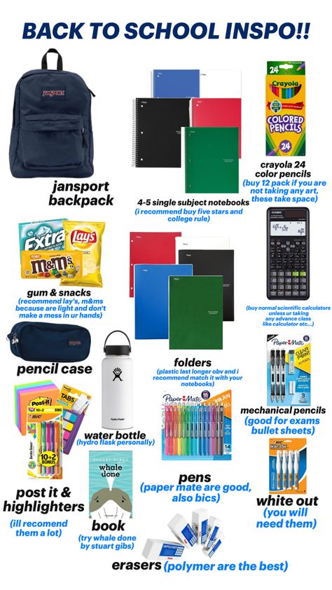 School Supplies Back To School Supplies Highschool, Cool Collage, Scientific Calculators, School Highschool, School Supplies Highschool, Crayola Colored Pencils, School Info, Back To School Supplies, Dream Board