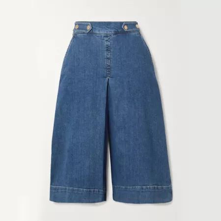 Denim Cullotes Outfit, Denim Cullotes, History Of Jeans, Types Of Shorts, Denim Culottes, Denim Projects, Cropped Wide Leg Jeans, Vanessa Bruno, Classic Jeans