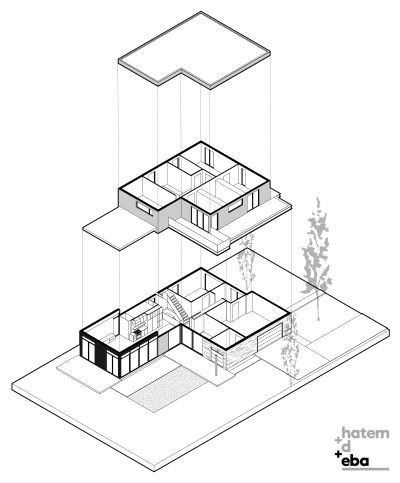 Hatem+D / Etienne Bernier Architecte · Résidence Oak · Divisare Simple Rendering, Minimalistic House, Architecture Diagrams, Architectural Diagrams, Black Garage, Rendered Floor Plan, Architecture Portfolio Design, Glazed Walls, Doors And Floors