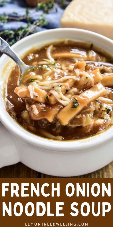 French Onion Beef Noodle Soup, French Onion Noodle Soup, French Onion Pasta Soup, Recipes To Make Him Fall In Love, Classic French Onion Soup, Carrots Potatoes, Noodle Soup Recipe, Delicious Soup Recipes, Savory Soups