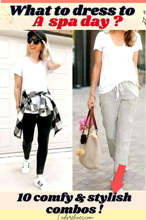 [10 combos!] what to wear to a spa day style - Fashion advice woman tips outfits. What to wear to spa , what to wear to spa day, what to wear to a spa day outfit, what to wear to a spa day style, what to wear to massage, casual spa day outfit ideas, casual spa day outfit ideas, woman outfit ideas,fashion advice woman style, woman outfit Spa Day Outfit, Woman Outfit Ideas, Spa Wear, Spa Outfit, Fashion Advice Woman, Woman Tips, Day Outfit Ideas, Spa Resort, Pamper Yourself