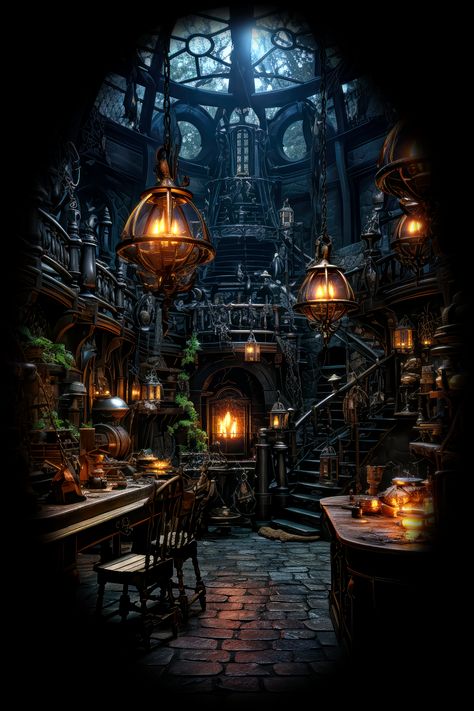 Wizard Study Room, Moonlit Conservatory, Wizard Tower Interior, Wizard Tower Concept Art, Wizards Workshop, Wizard Workshop, Wizard Study, Wizard Apprentice, Wizard Room