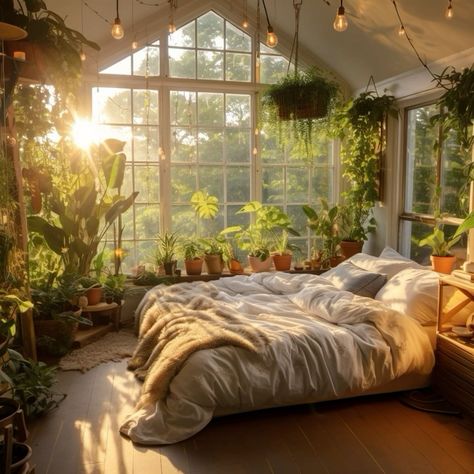 Aesthetic Bedroom Ideas Plants Cozy, Plant Cozy Room, Plant Aesthetic House Decor, Green Plant House Aesthetic, Plant Room In House, Plant Covered Bedroom, Plant Themed Apartment, Home With Lots Of Plants, Plant Lover House