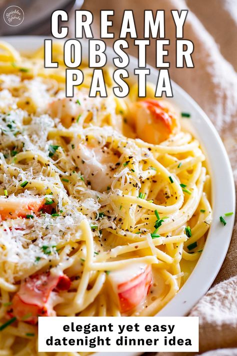 Lobster Alfredo Recipe, Pasta Recipes Linguine, Langostino Recipes, Lobster Pasta Recipe, Invitation To Create, Lobster Pasta, Lobster Ravioli, Lobster Dishes, Seafood Pasta Recipes