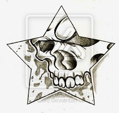 star and skull Slug Painting, Star Skull, Small Star Tattoos, Skull Art Tattoo, Skull Stencil, King Card, Cool Tattoo Drawings, Clock Tattoo Design, Tattoo Outline Drawing