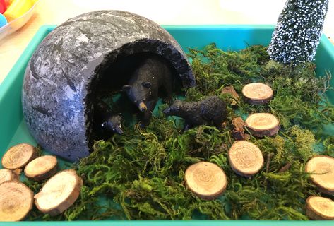 Hibernation Small World, Preschool Hibernation, Hibernation Preschool, Preschool January, Nanny Ideas, Animal Homes, Wee Folk Art, Bear Cave, Cave Animals