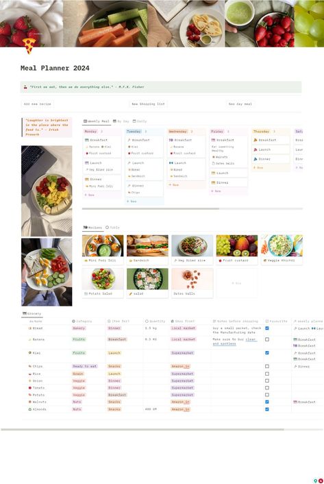 Aesthetic Notion template for meal planning and grocery shopping. Get it now. Notion Template Ideas Meal Plan, Food Notion Template, Meal Planning Business, Notion Diet Template, Meal Planner Notion Template, Meal Planning Aesthetic, Food Moodboard Aesthetic, Notion Recipes Template, Meal Plan Aesthetic