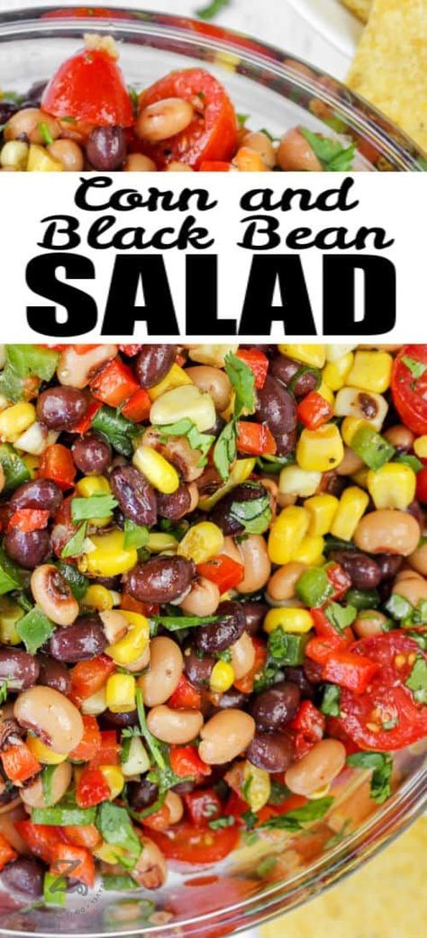 Easy Cowboy Caviar Italian Dressing, Corn And Black Bean Salad Recipe Easy, Corn Caviar Dip, Cowboy Caviar With Avocado, Corn Caviar, Black Bean Salad Recipes, Bean Salad Dip, Black Bean And Corn Dip, Black Bean Salad With Corn