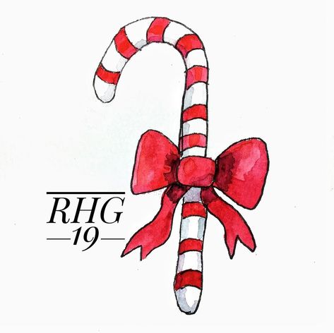 Rebecca Grinnell on Instagram: ““Candy Cane” Watercolor illustration  What is Christmas without Candy canes? I hope you enjoy it.  #daily_illustration  #dailyillustration…” Candy Cane Wreath Tutorial, Candy Cane Story, Candy Cane Poem, Candy Cane Background, Candy Cane Lollipops, Candy Cane Cards, Candy Cane Sleigh, Candy Cane Crafts, Candy Cane Decorations