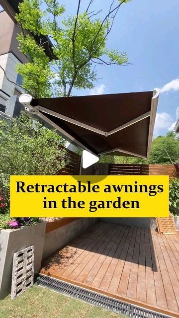 chinawindoors on Instagram: "courtyard design
Yuanba electric retractable awning with strong visual sense and LED light awning.
#gazebo #awing #Sunroom #Motorizedpergola #grapevines #electricgazebo #SmartGazebo #aluminiumprofiles  #OutdoorLiving #gardenhouse #architectureexterior #garden #aluminiumfabrication #aluminumalloy #HurricaneResistant #Strong #Strong #highquality #Customization #GardenDesign #enjoytimes #OutdoorLiving #BackyardBliss #decor #style #art #tottme #tottmetal #chinawindoors" Retaining Wall Patio, Awning Ideas, Awning Patio, Retractable Shade, Garden 2023, Garden Awning, Retractable Awnings, Scorching Sun, Custom Gates