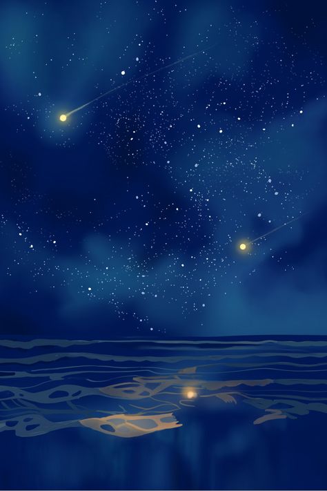 Stars, night sky, beautiful, watercolor, sea, starry sky, blue, dream Image Ciel, Stars Night Sky, Night Sky Art, Plan Image, Beautiful Night Sky, Night Illustration, Night Sky Painting, Night Background, Star Painting