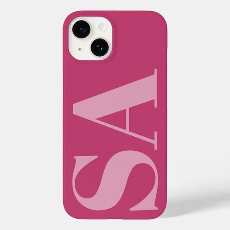 Modern pink girly initial monogram minimal contemporary phone case design Pink Collage Phone Case, Phone Cases Simple, Initial Phone Case, Phone Case Ideas, Preppy Phone Case, Pretty School Supplies, Pink Phone Case, Minimal Contemporary, Pink Iphone Case