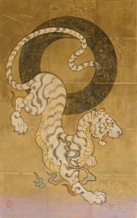 Japanese Animals Art, Vintage Chinese Illustration, Japanese Art Animals, Tiger Japanese Art, Japanese Animal Art, Japanese Tiger Art, Japanese Dragons, Chinese Gods, 30 Tattoo