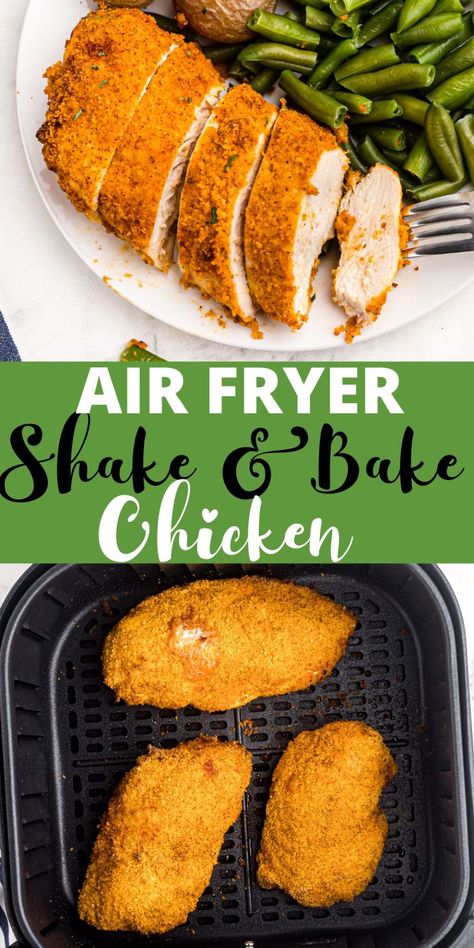 This Air Fryer Shake and Bake Chicken is a quick dinner, that turns out golden brown with a crispy texture every time. Air Fryer Chicken Breast For Salad, Air Fried Chicken For Salad, Chicken In Air Fryer Recipes Boneless, Boneless Chicken Breast Recipes Airfryer, Air Fry Chicken Breast Boneless, Airfryer Chicken Breast Boneless, Chicken Shake And Bake, Shake And Bake Chicken, Shake N Bake Chicken