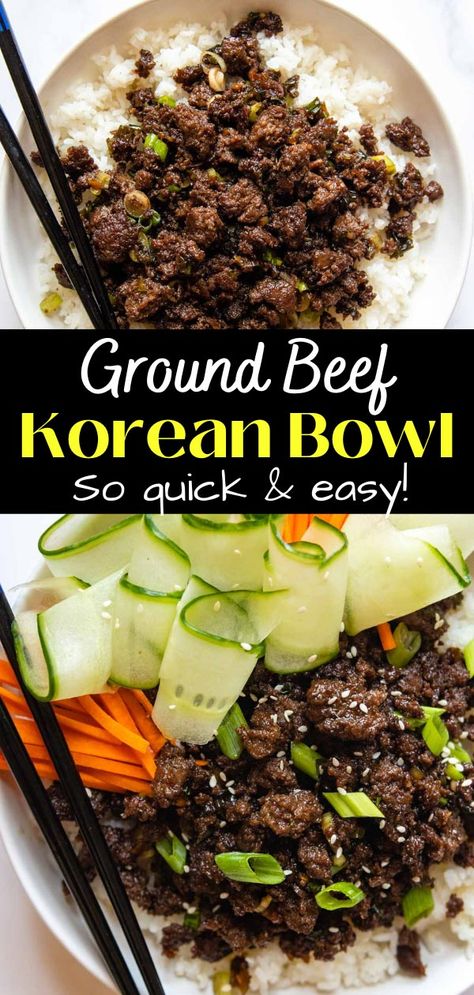 Ground Beef Bulgogi Bowl, Korean Ground Beef Bulgogi, Beef Bulgogi Bowl, Korean Food Bulgogi, Ground Beef Bulgogi Recipe, Ground Beef Bulgogi, Bulgogi Bowl, Beef Bulgogi Recipe, Korean Beef Recipes