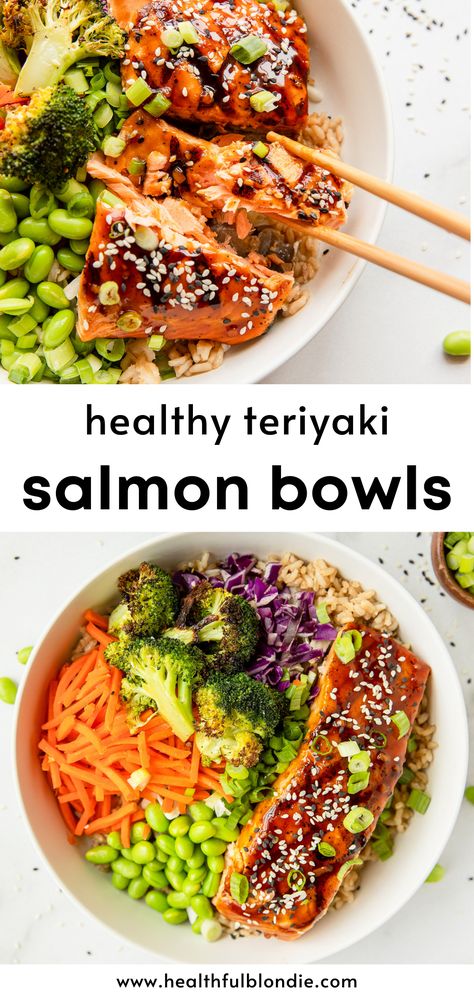 Healthy Salmon Teriyaki Bowl, Asian Power Bowl, Edamame Poke Bowl, Edamame Buddha Bowl, Teriyaki Bowl Vegetarian, Teriyaki Buddha Bowl, Asian Salmon Rice Bowl, Brown Rice Poke Bowl, Yummy Bowl Recipe