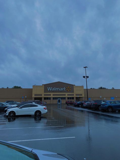 #walmart #america #hartford #parking #parkinglot #store #american #rain #winter #fall Walmart Aesthetic Pictures, Working At Walmart Aesthetic, American Neighborhood Aesthetic, Walmart Background, American Life Aesthetic, American Dream Aesthetic, Aesthetic Walmart, Walmart Aesthetic, America Core